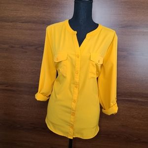 Notations Yellow Roll-Up Tab Sleeve Tunic